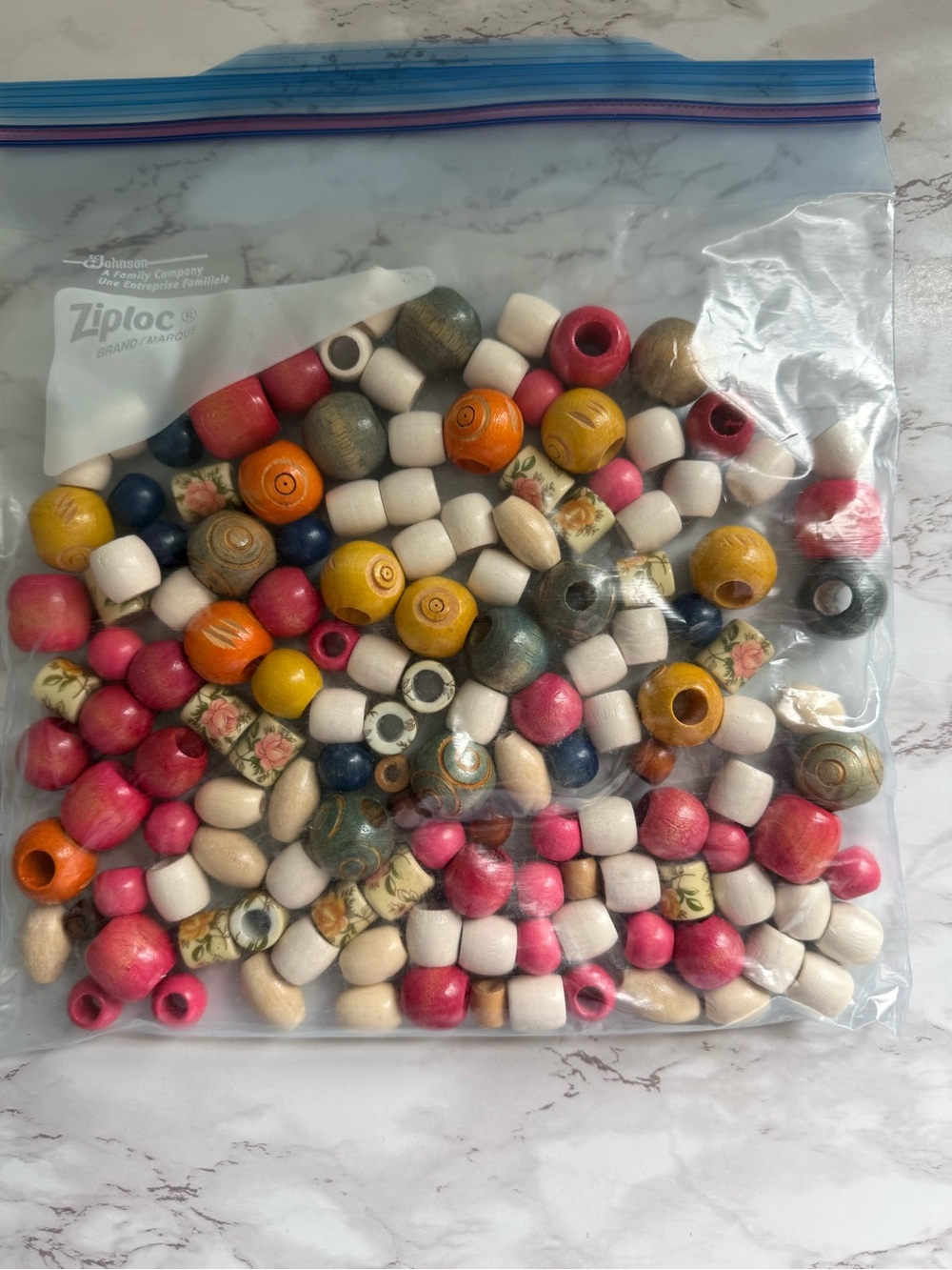Vintage 1970’s Macrame Wood & Porcelain Craft Beads